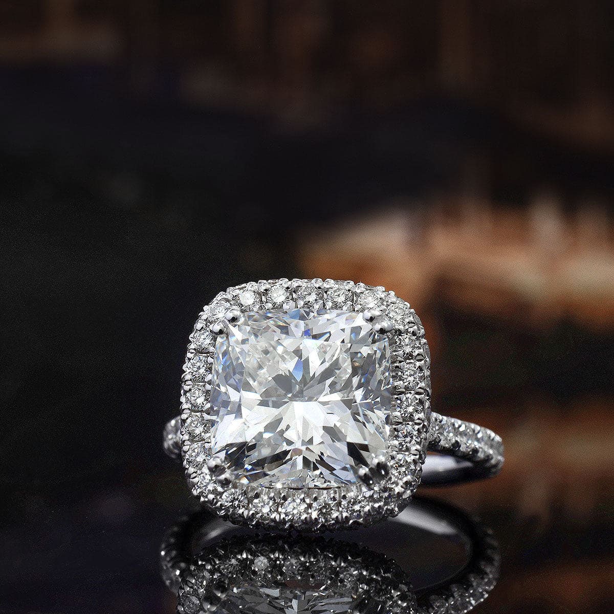 Diamond and Blue Sapphire Halo Engagement Ring | R9376W-BSA | Valina