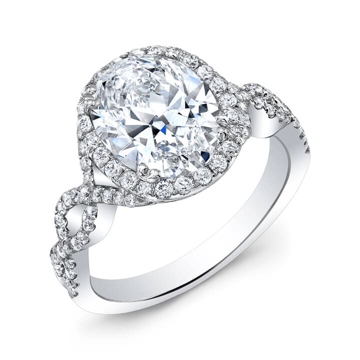 2.25 Ct. Oval Cut Twist Shank Halo Engagement Ring F Color VS2 GIA Cer Kingofjewelry