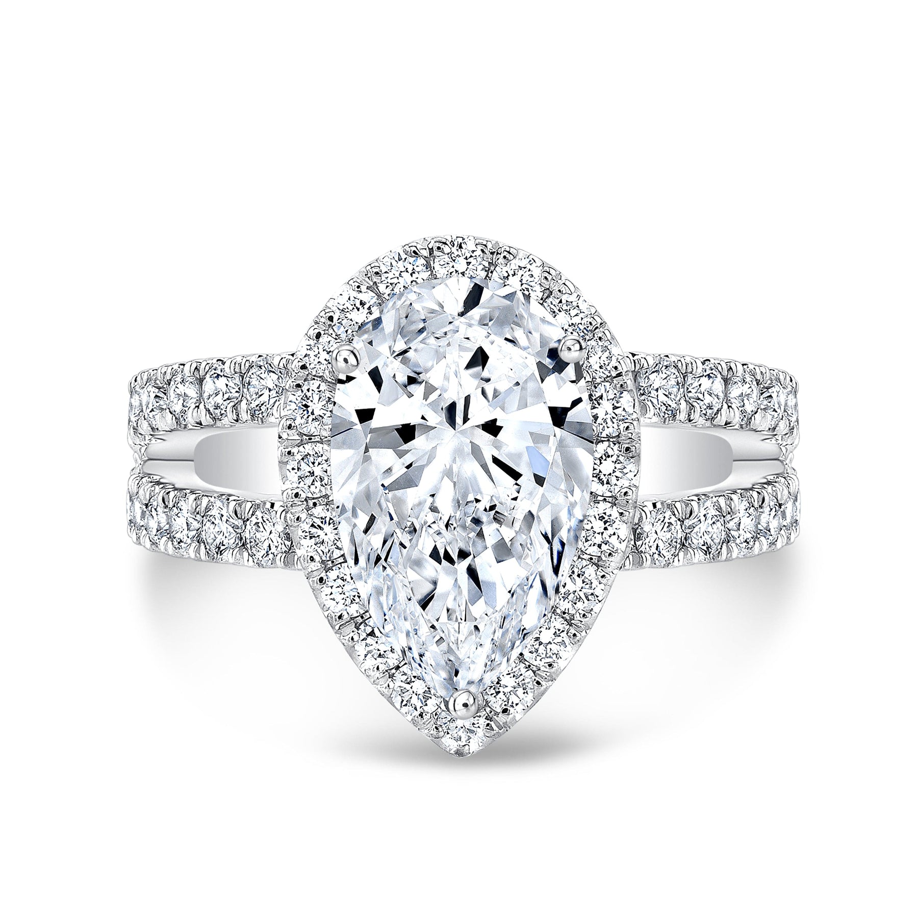 Pear shape engagement ring set with 3.25 ct center 100% natural