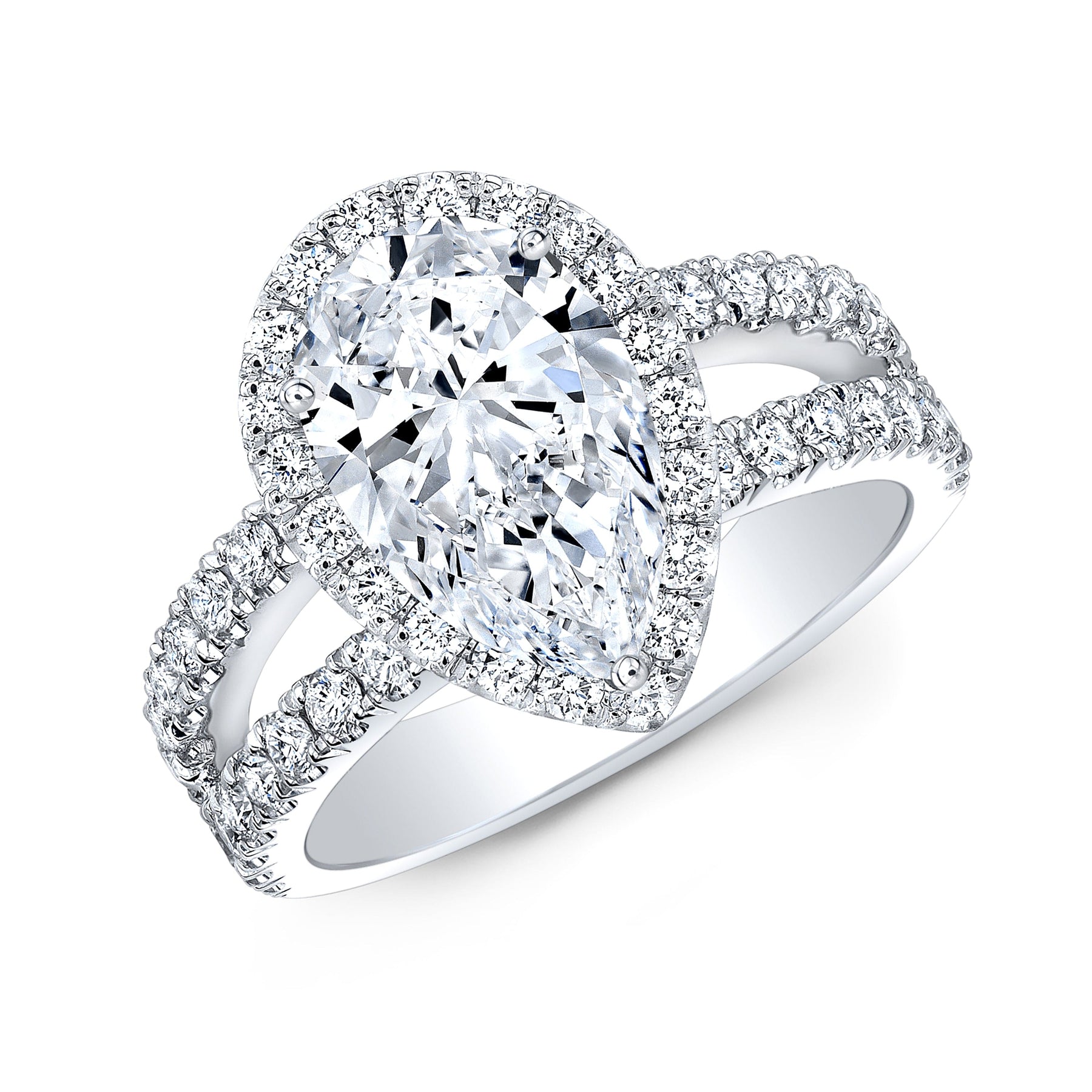 3.5 Ctw Solitaire Pear-Cut Engagement Ring in 18K Gold