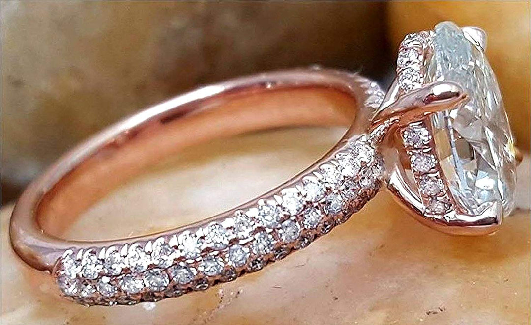 2.5 high quality Ct Hidden Halo Diamond Engagement Ring Oval Lab Diamond Engagement Ring Diamond Wedding Ring Oval Engagement Ring 14K Rose Gold Plated