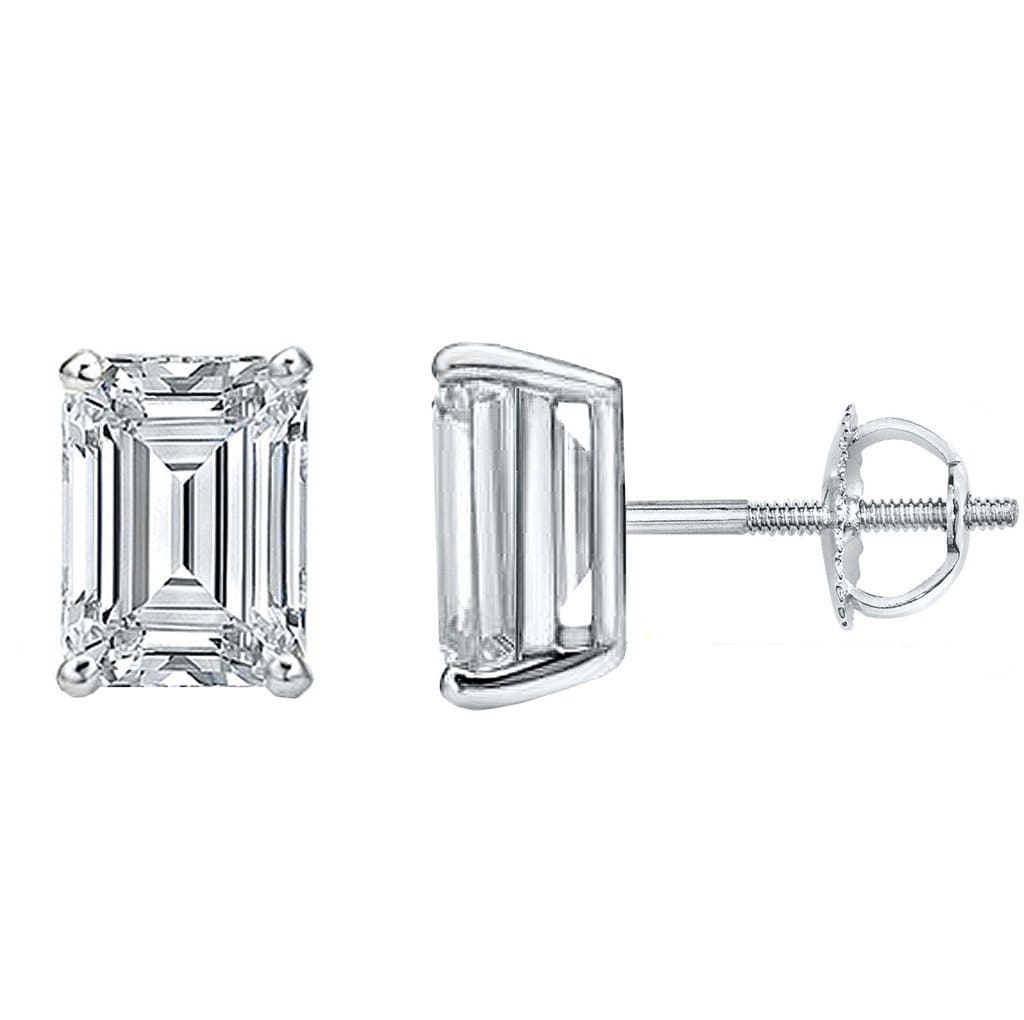 2 CT Emerald Cut Aquamarine 925 Sterling Sliver Solitaire Diamond Stud –  atjewels.in