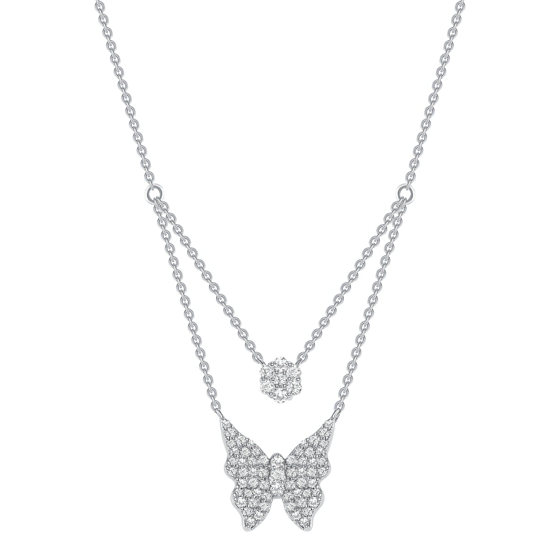 Yellow Gold Butterfly Shape Diamond Necklace — Ouros Jewels
