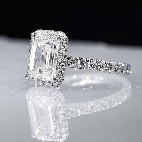 Halo Emerald Cut Diamond Engagement Ring | GIA Certified 2.70 Carat ...