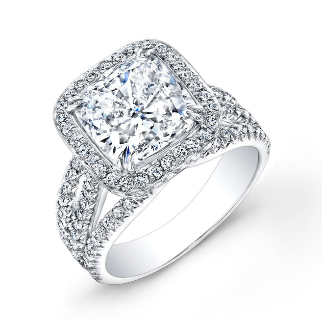 Halo 3 Row Split Shank Engagement Ring – Kingofjewelry.com