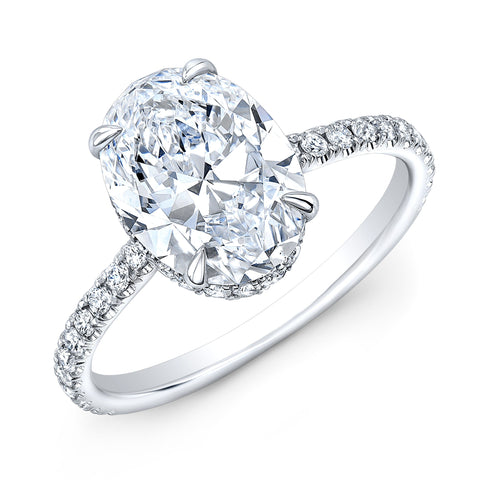 Hidden Halo Diamond Engagement Ring | Oval Engagement Ring ...