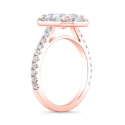 Radiant Cut Engagement Ring with Halo Baguette & Round Cut rose gold