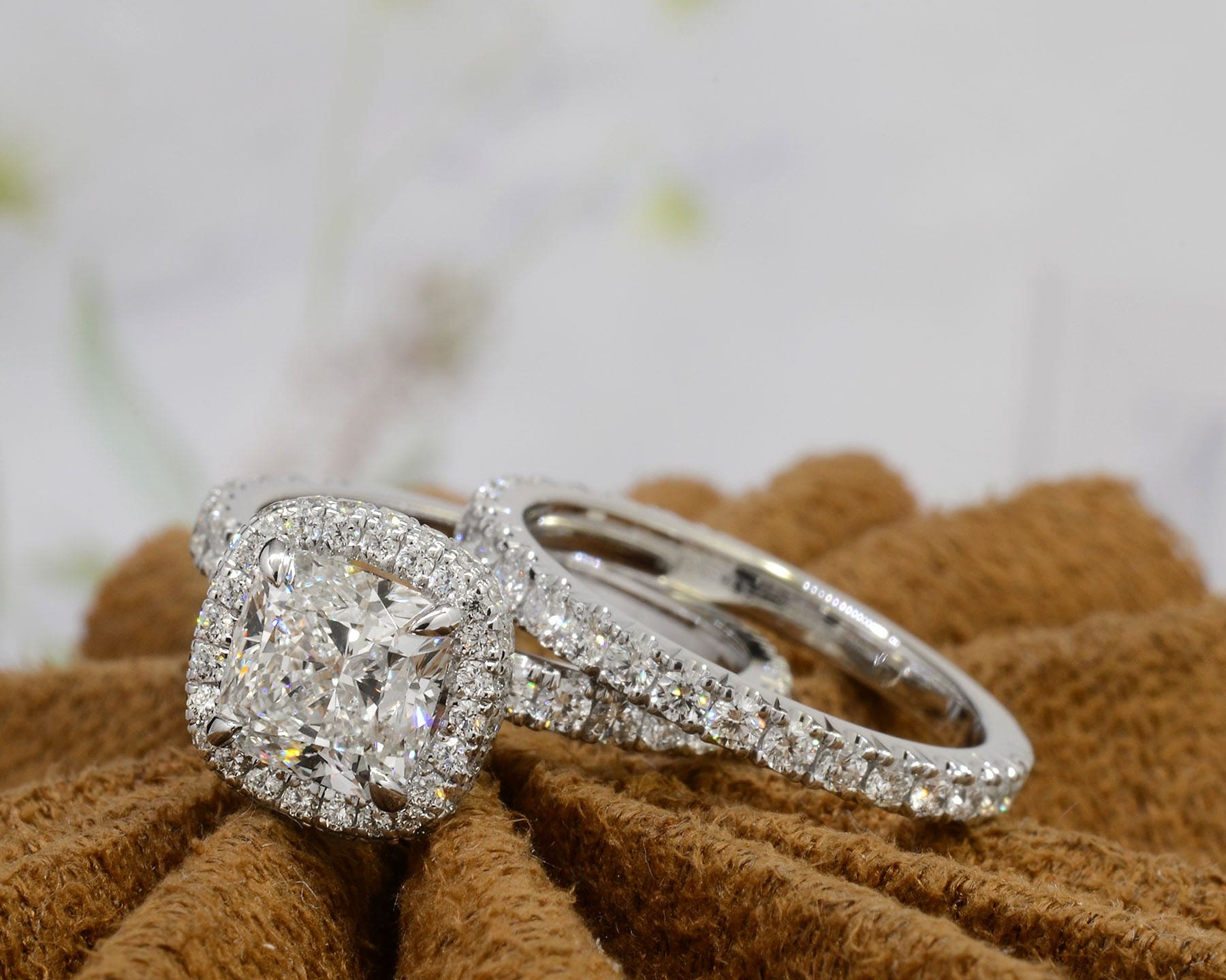 1.6 Ct. Radiant Cut Natural Diamond Cut Cornered Halo Pave Diamond  Engagement Ring (GIA Certified) | Diamond Mansion