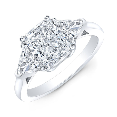 2.2 Ct. Radiant Cut Natural Diamond 3-Stone Pave w/ Emerald Sidestones Diamond  Ring (GIA Certified) | Diamond Mansion