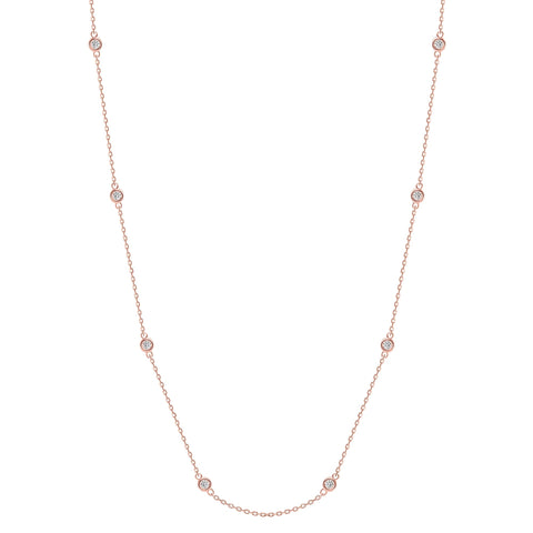 Round Cut Bezel Set Diamond Train Necklace – Kingofjewelry.com