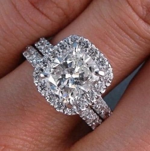 3.70 Ct. Clasico Halo Cushion Cut Engagement Ring J Color VS2 GIA Certified