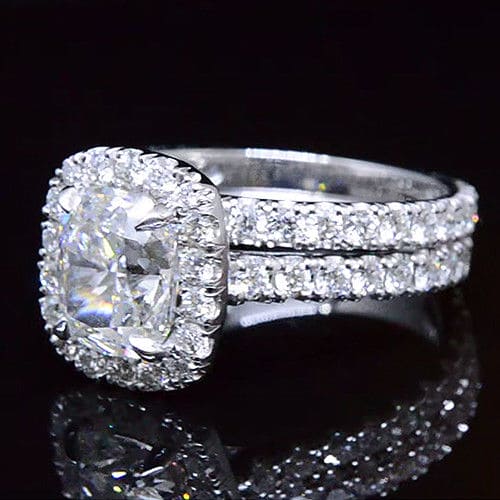 1.90 Ct Cushion Cut Halo Engagement Ring G Color VS1 GIA Certified