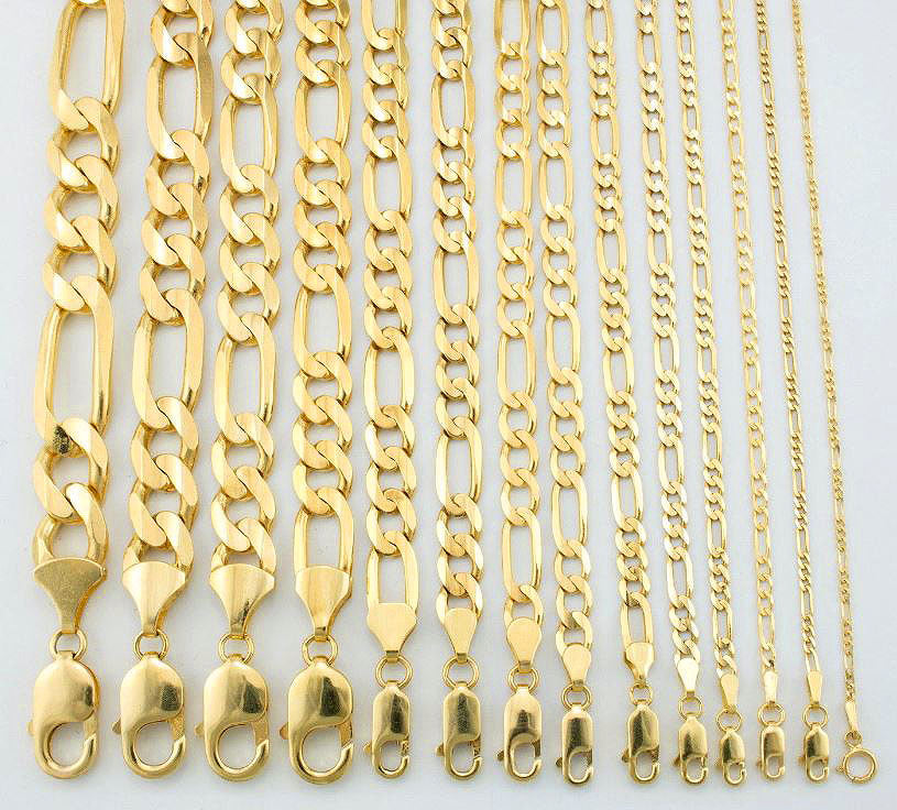 14k deals solid yellow gold figaro chain